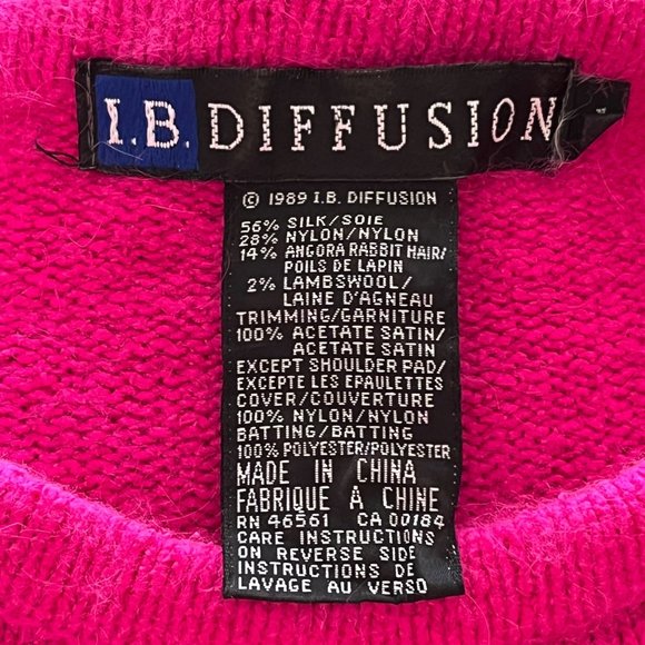 I.B. Diffusion Vintage Pink Embroidered Beaded Silk Sweatshirt Sweater Size LG - Picture 7 of 8